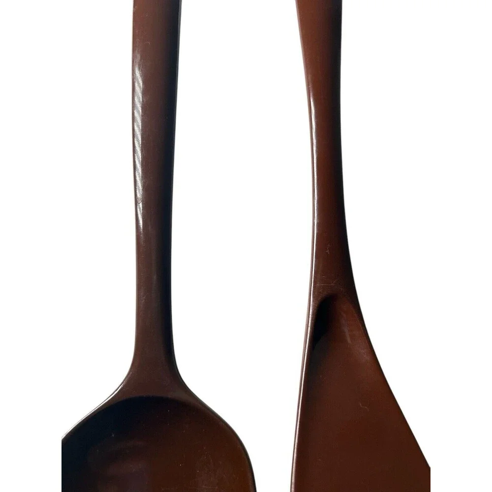 Vintage Rosti Melamine Utensil Set Brown Spoon Fork Stirrer 2 Pieces Denmark